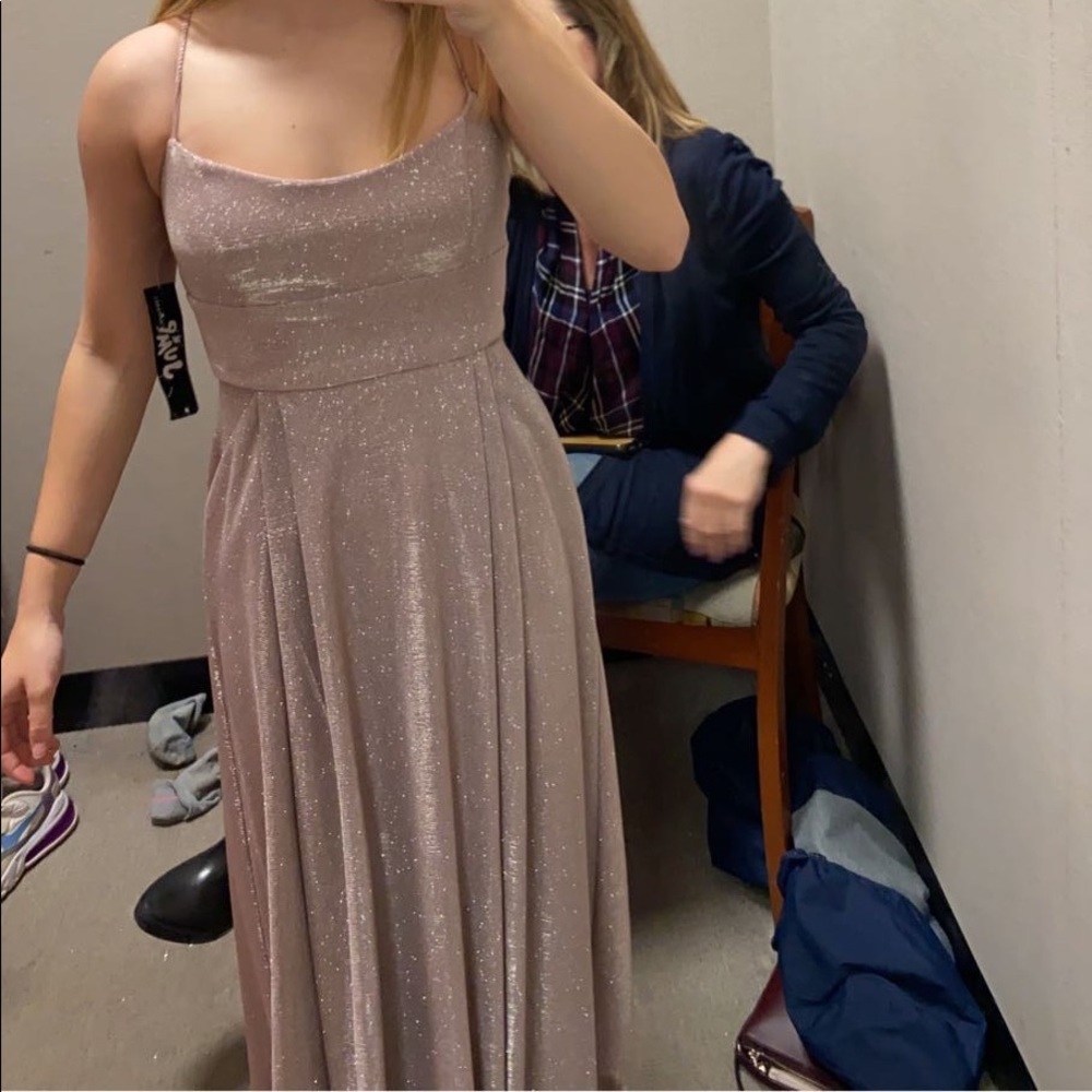 purple mauve sparkly prom dress